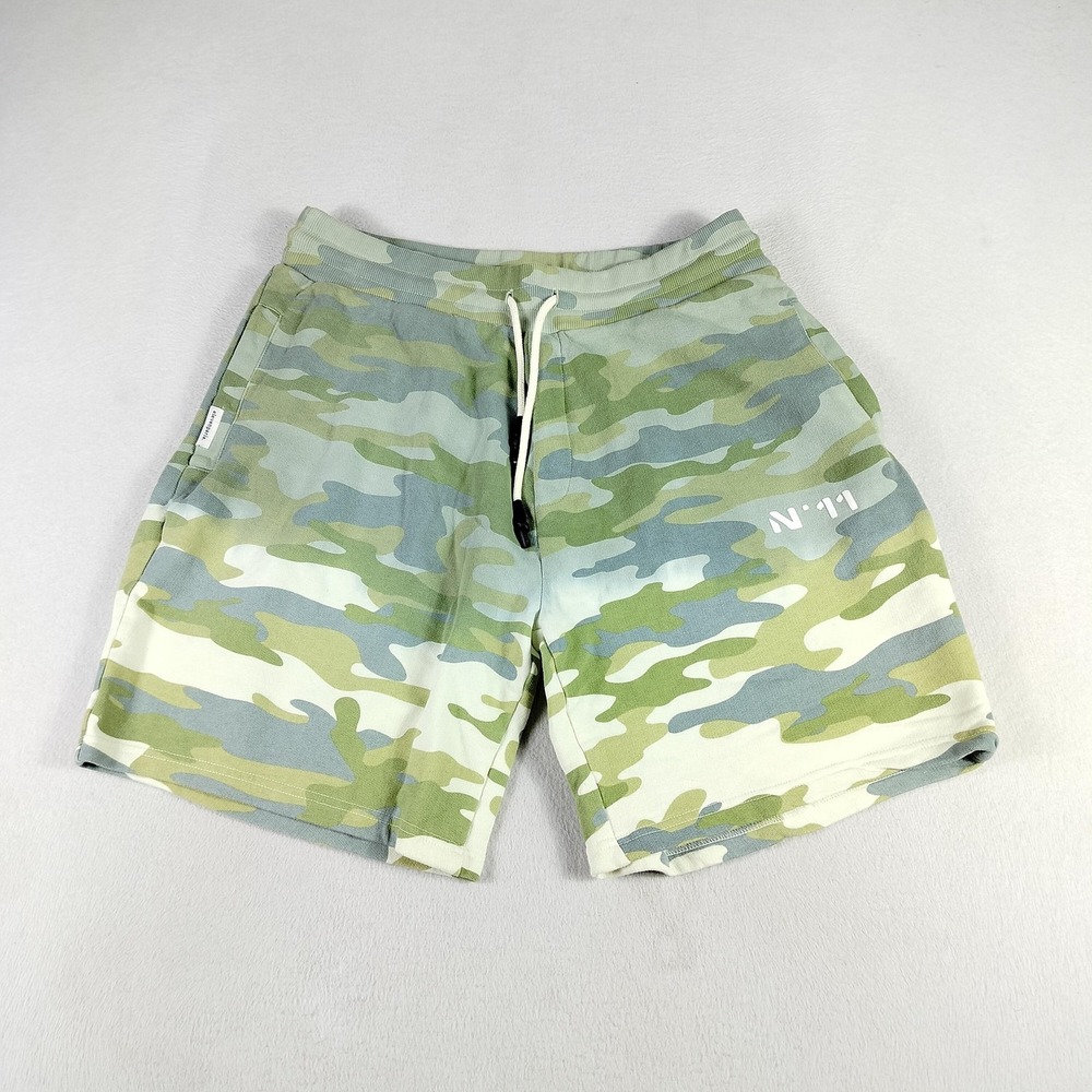 ElevenParis Shorts Mens Medium Leaf Green Camo Drawstring Cotton Casual 22S1JS01